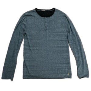 Scotch & Soda Blue Heathered Black Trim Cotton Buttoned Henley LS Shirt Size S